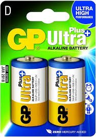 bateria gp tipo d alkalina ultra blister de 2